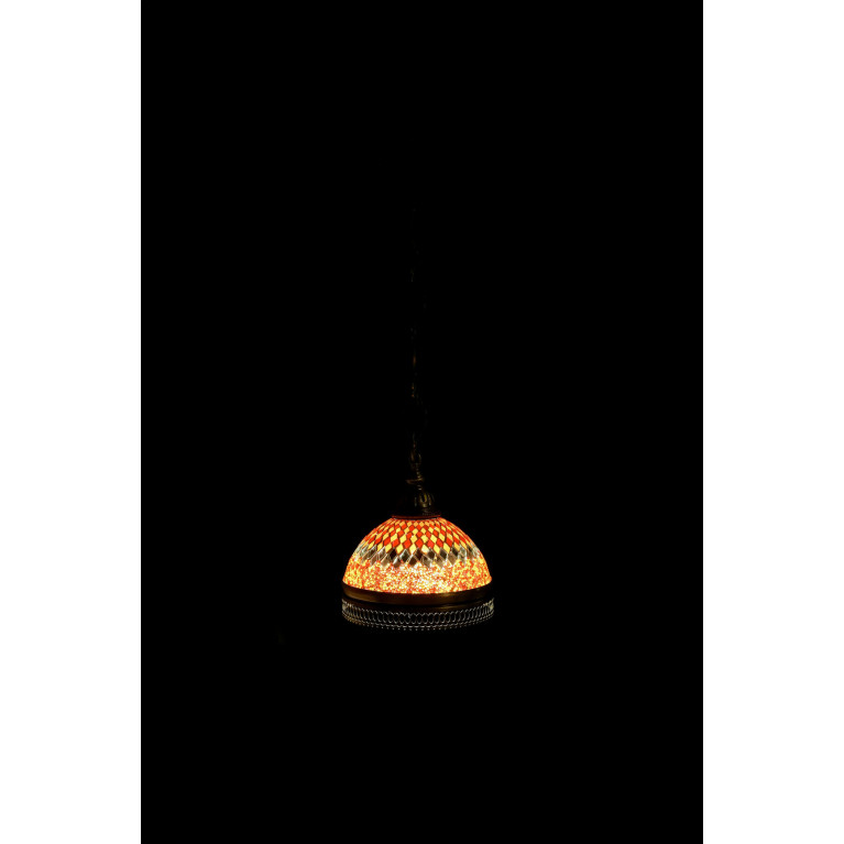 Hanging  red/white lamp, 70 cm, mosaic glass, diameter 22 cm